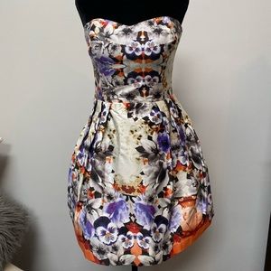Strapless Floral Dress